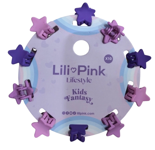 PINK set mini ščipalk za lase zvezdica vijolična in rožnata (10 kosov)