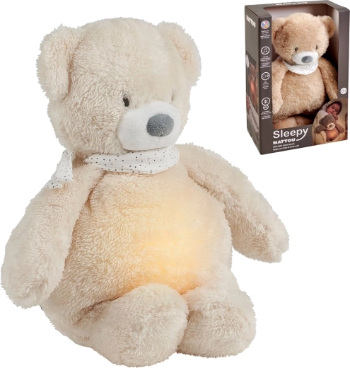 Nattou plišasti glasbeni uspavalnik z lučko in senzorjem joka Sleepy Bear bež