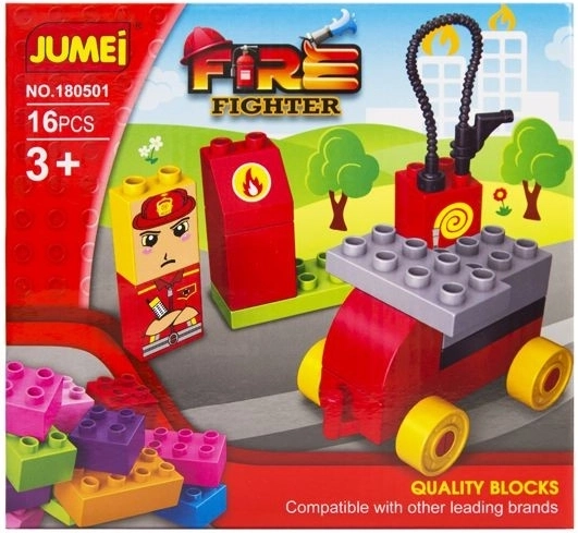 Konstrukcijski set Jumei 3+ gasilska postaja 16 delov 20 × 19 cm – 1 kos