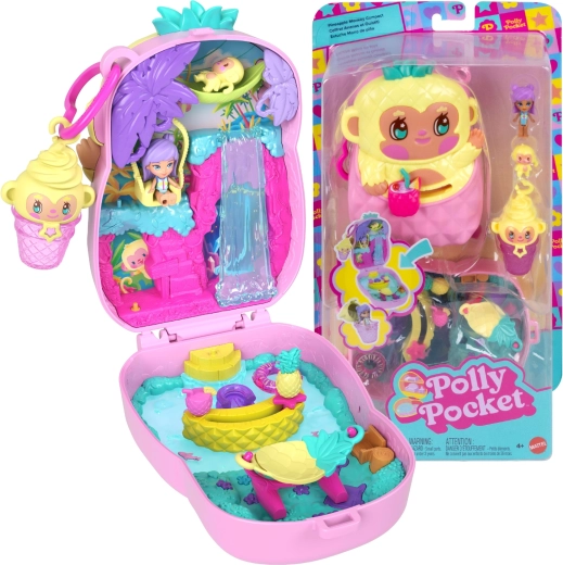 Polly Pocket ananasova opička – kompaktni igralni set s figuricami in dodatki