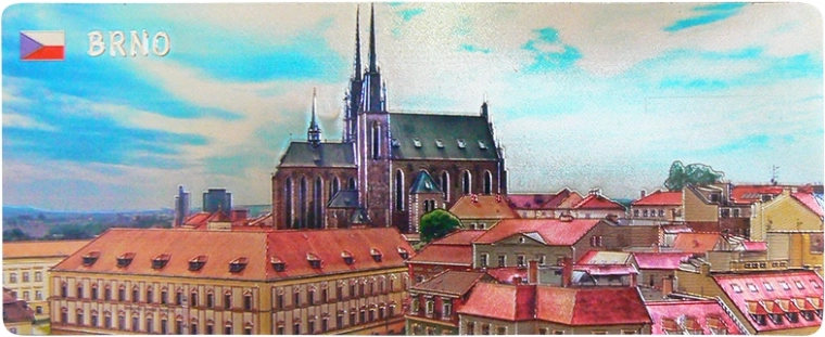 Magnetek Brno – otroški izobraževalni magnet za hladilnik 6 × 8 cm