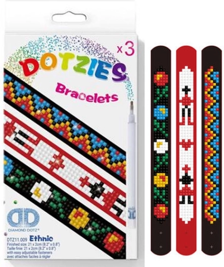 Etno zapestnice z diamantnim mozaikom – komplet 3 kos