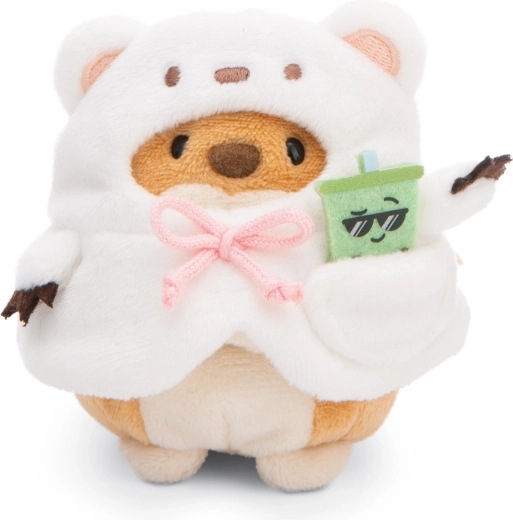 Nici MyMochi kužek Hiro 8 cm v kostumu polarnega medveda z bubble tea, darilni set