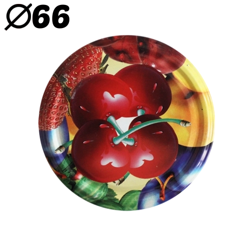 Pokrovčki za kozarce za vlaganje 66 mm z motivom češenj, 4-zapadkasti, 10 kos