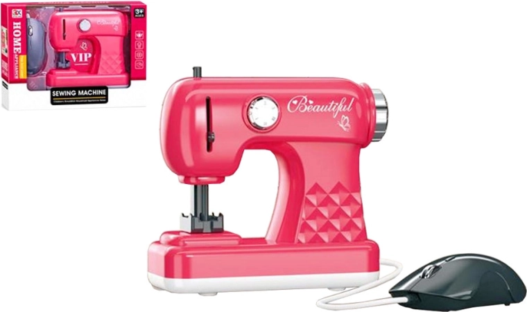 Rožnata otroška šivalna mašinica s svetlobo