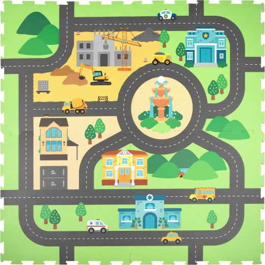 Pena izobraževalna podloga 120 × 120 cm – mestne ulice, 4 deli HUMBI