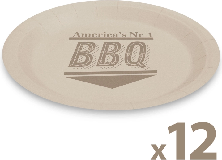 Papirnati krožniki BBQ, 23 cm, 12 kosov