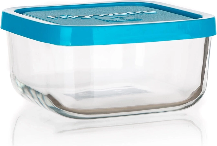 Steklena kvadratna posoda FRIGOVERRE 2 l z modrim pokrovom