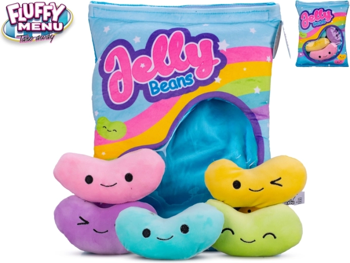 Fluffy Menu jelly beans – plush set with pillow for babies