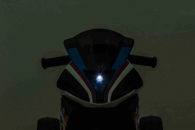 BMW HP4 otroški motor na baterije Moder + 3 kolesa + LED + MP3 USB + eko usnje