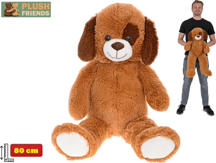 Plush Friends velik plišast pes 80 cm temno rjav
