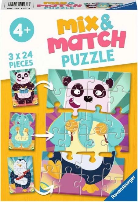 Ravensburger Mix & Match – zabavne živalce, sestavljanka 3×24 koščkov