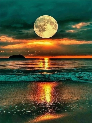 Norimpex slikanje po številkah Polna luna nad oceanom 40 × 50 cm