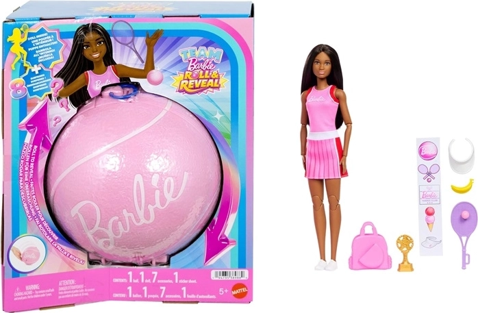 Barbie Team roll and reveal tenisačica – punčka v presenetljivi krogli
