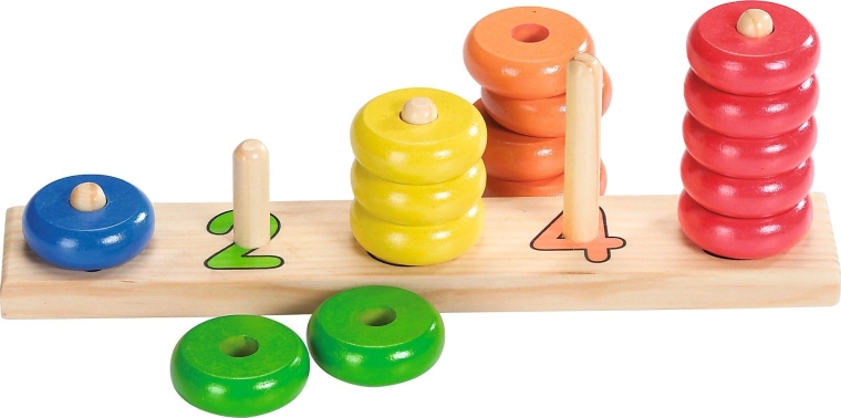 Wooden sorting and counting game with rings goki