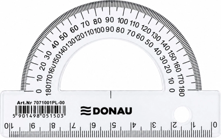 Šolski kotomer DONAU prozoren 180° 10 cm - 1 kos