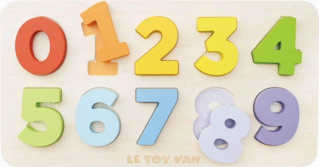 Le toy van vstavljanka s številkami iz lesa fsc