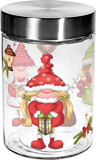 Steklena posoda za piškote TORO 1100 ml z motivom škratkov