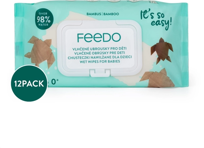 Feedo bamboo wet wipes, biodegradable 56 pcs (12× packs)