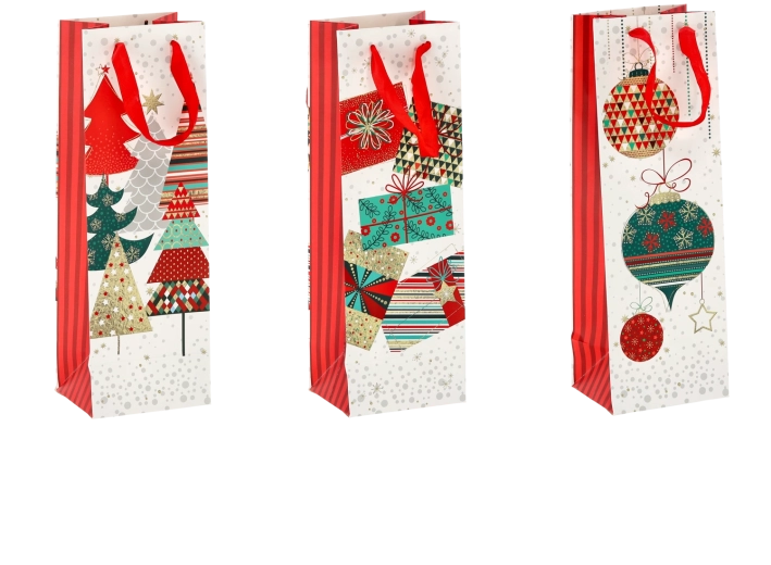 Božična darilna vrečka za vino iz trdnega papirja