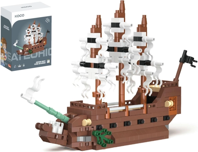 KOCO Mini Flying Dutchman Ship Building Set, 320 Pieces