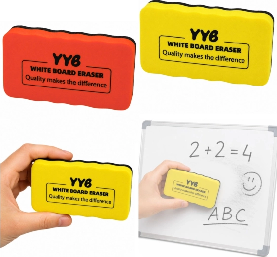 Magnetic foam and felt dry-erase whiteboard eraser yellow 10.5 cm - 1 piece