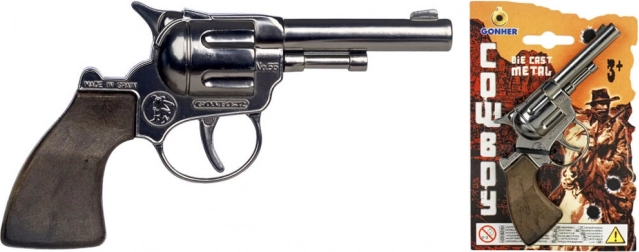 Kavbojski revolver za 12 strelov, srebrn, majhen