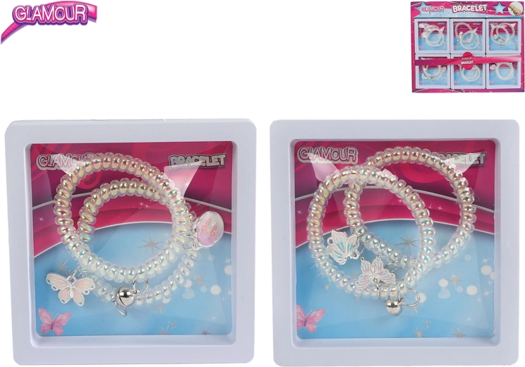 Glamour bracelets with charms, 2 pcs, 6.5 cm