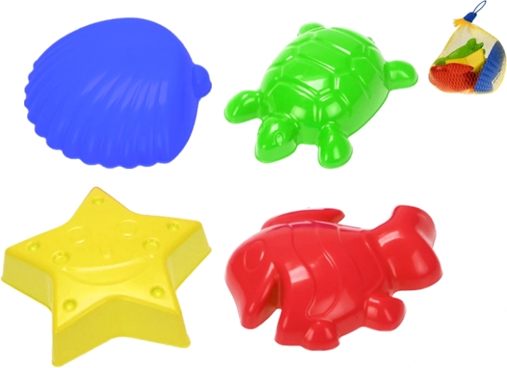 Plastični modelčki za pesek 4 kosi v mrežici (10m+)