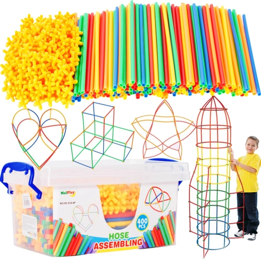 Straw Construction Set in Box, 400 Pieces