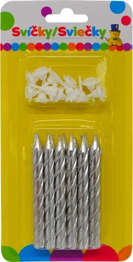 Rojstnodnevna jumbo svečka, kovinsko srebrna z bleščicami