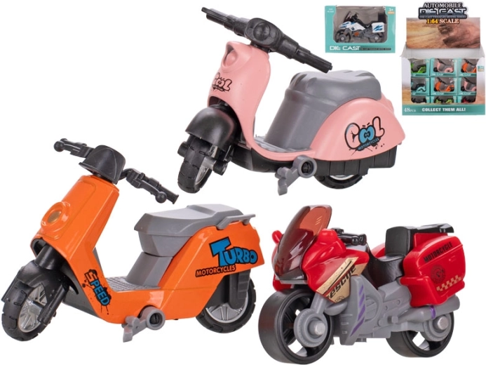 Kovinski motocikel 1:64 z prostim tekom, 7 cm