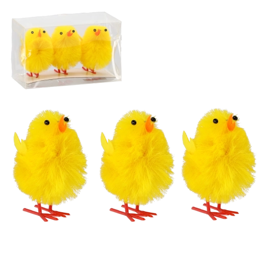 Komplet velikonočnih rumenih piščet – dekoracija (3 kosi)