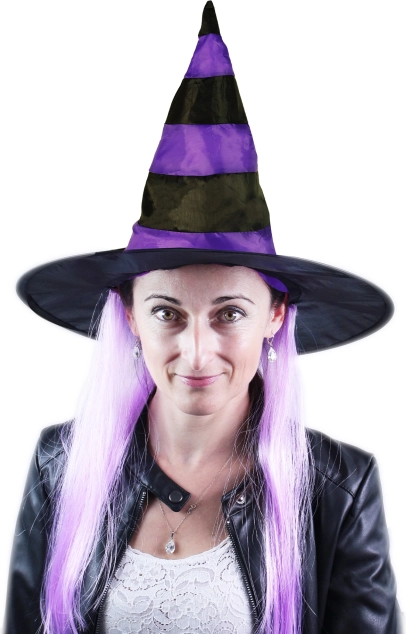Čarovniški klobuk s vijoličnimi lasmi za odrasle