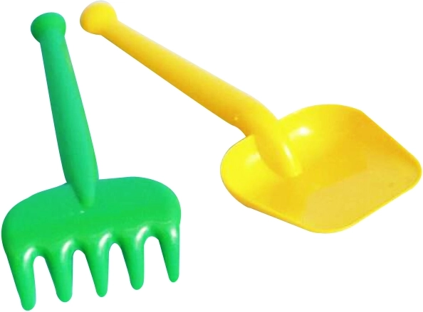 Plastični vrtni komplet za otroke – majhna lopatka in grabljice