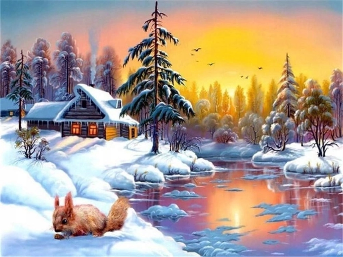 Norimpex Slikanje po številkah Veverica pozimi 40 × 50 cm