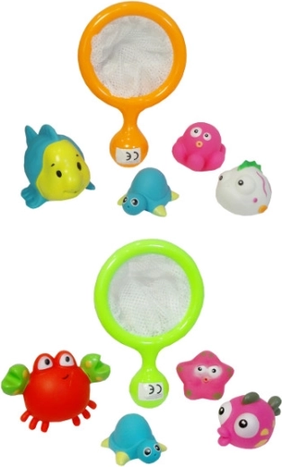 Piskajoče kopalne živalice za malčke s cedilom