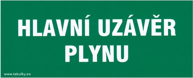 Samolepilna varnostna tablica Glavni zaporni ventil za plin 210 × 87 mm