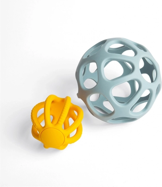 aktivne silikonske žoge BIGJIGS TOYS za dojenčke (set 2 kos)