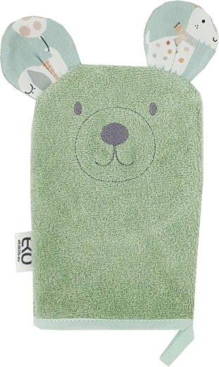 EKO bombažna žinka z ušeski Bear olivno zelena 20 × 15 cm