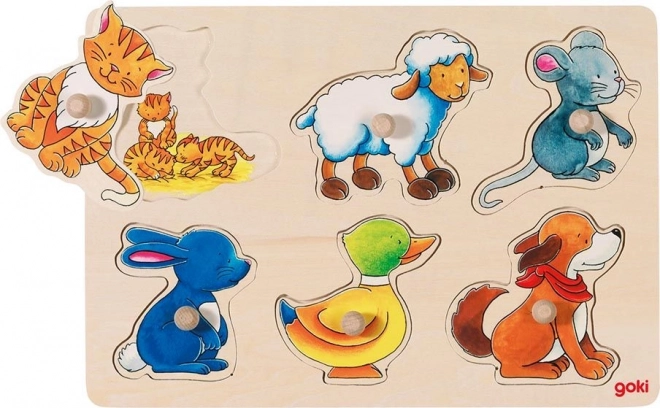 Lesena vstavljanka mamica in mladič