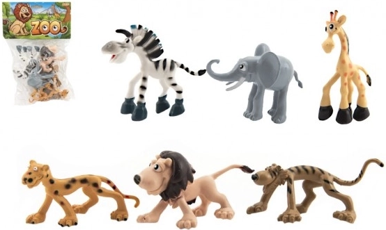 Vesela safari živalica ZOO, plastični komplet 6 kosov (9–10 cm)