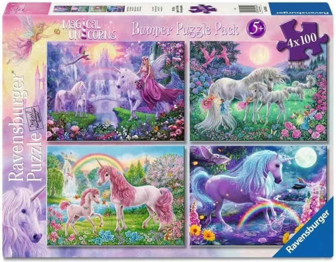 Ravensburger sestavljanka Magični samorogi 4×100 kosov