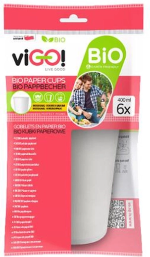 Bio papirnati kozarci 400 ml VIGO, 6 kos