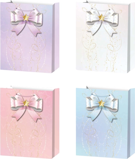 Darilna vrečka L pastelna z mašno