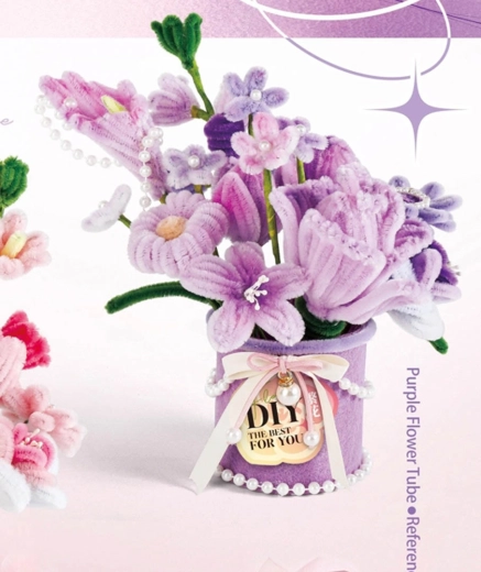 Soft Flower Set for Making a Purple Bouquet (DIY)