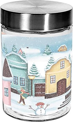 Steklena posoda za piškote TORO 1100 ml z motivom vasice