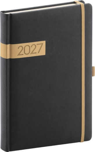 Notique dnevni rokovnik Twill 2027 črno-zlat 15 × 21 cm