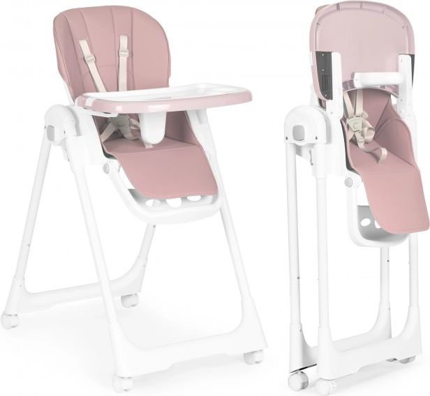 Jedilni stolček z nastavljivo višino in dvojno mizico ECOTOYS – Rožnata