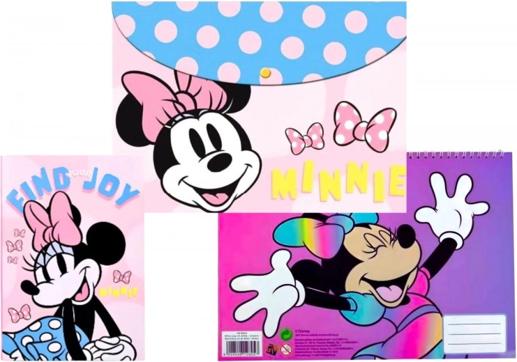 Komplet zvezka, bloka z nalepkami in mape Disney Minnie